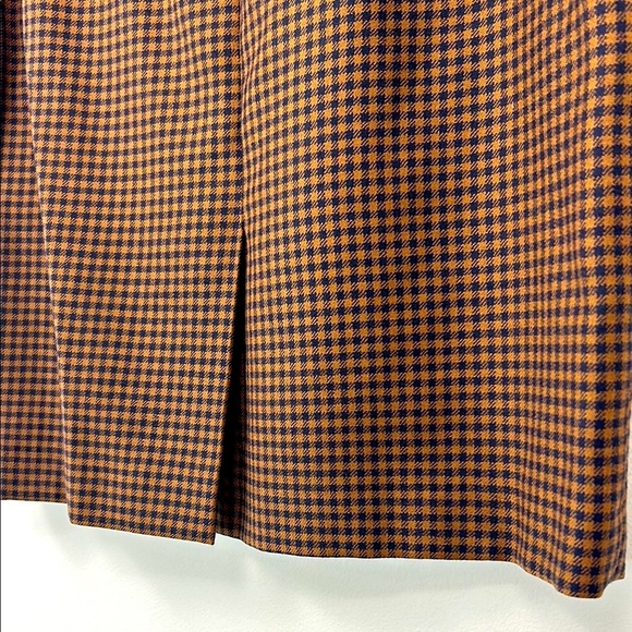Vintage Braemar Petites Pure Virgin Wool Brown Checkered Women's Skirt Lined - Picture 3 of 11